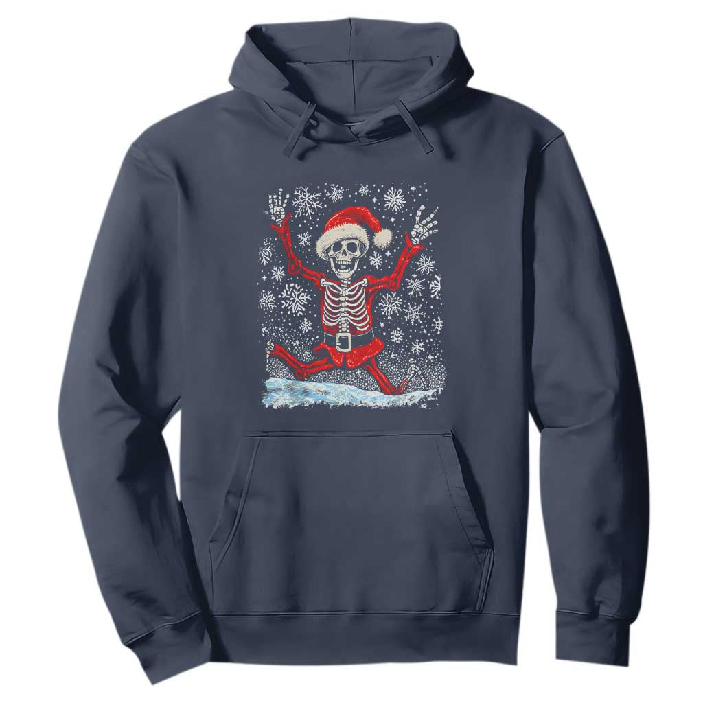 Dancing Skeleton Christmas Hoodie Snowy Xmas Night Santa TS02 Navy Print Your Wear
