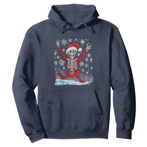 Dancing Skeleton Christmas Hoodie Snowy Xmas Night Santa TS02 Navy Print Your Wear