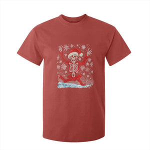 Dancing Skeleton Christmas T Shirt For Kid Snowy Xmas Night Santa TS02 Red Print Your Wear