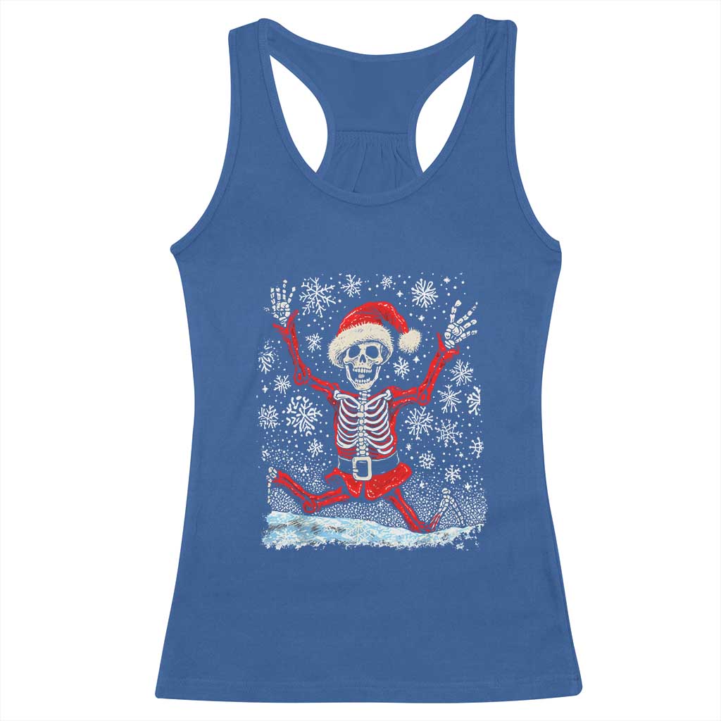 Dancing Skeleton Christmas Racerback Tank Top Snowy Xmas Night Santa TS02 Royal Blue Print Your Wear