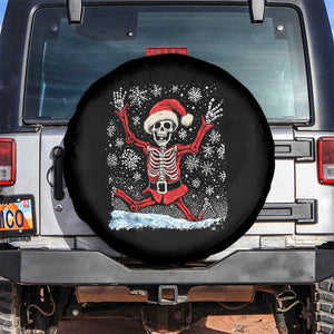 Dancing Skeleton Christmas Spare Tire Cover Snowy Xmas Night Santa TS02 No hole Black Print Your Wear