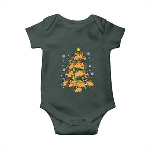 Taco Christmas Tree Baby Onesie Mexican Food Tacos Lover Xmas in Mexico TS02 Dark Forest Green Print Your Wear