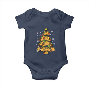 Taco Christmas Tree Baby Onesie Mexican Food Tacos Lover Xmas in Mexico TS02 Navy Print Your Wear