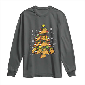 Taco Christmas Tree Long Sleeve Shirt Mexican Food Tacos Lover Xmas in Mexico TS02 Dark Heather Print Your Wear