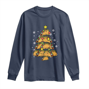 Taco Christmas Tree Long Sleeve Shirt Mexican Food Tacos Lover Xmas in Mexico TS02 Navy Print Your Wear