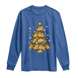 Taco Christmas Tree Long Sleeve Shirt Mexican Food Tacos Lover Xmas in Mexico TS02 Royal Blue Print Your Wear