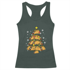 Taco Christmas Tree Racerback Tank Top Mexican Food Tacos Lover Xmas in Mexico TS02 Dark Forest Green Print Your Wear