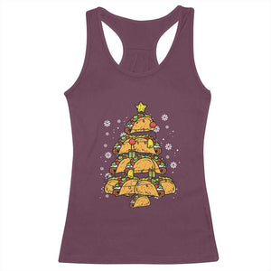 Taco Christmas Tree Racerback Tank Top Mexican Food Tacos Lover Xmas in Mexico TS02 Maroon Print Your Wear