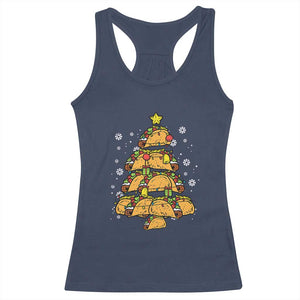 Taco Christmas Tree Racerback Tank Top Mexican Food Tacos Lover Xmas in Mexico TS02 Navy Print Your Wear