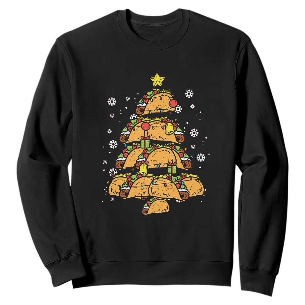 Taco Christmas Tree Sweatshirt Mexican Food Tacos Lover Xmas in Mexico TS02 Black Print Your Wear