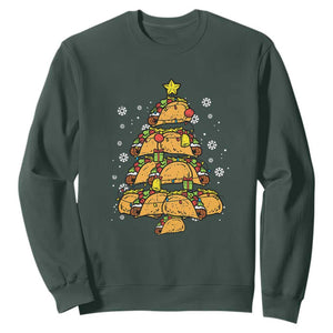 Taco Christmas Tree Sweatshirt Mexican Food Tacos Lover Xmas in Mexico TS02 Dark Forest Green Print Your Wear