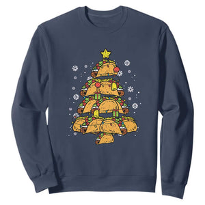 Taco Christmas Tree Sweatshirt Mexican Food Tacos Lover Xmas in Mexico TS02 Navy Print Your Wear