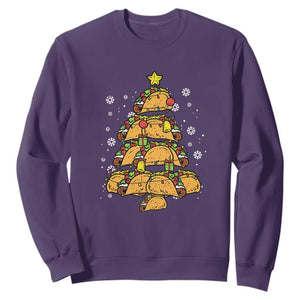 Taco Christmas Tree Sweatshirt Mexican Food Tacos Lover Xmas in Mexico TS02 Purple Print Your Wear