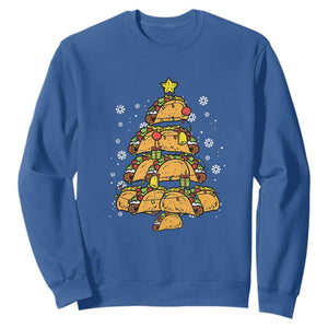 Taco Christmas Tree Sweatshirt Mexican Food Tacos Lover Xmas in Mexico TS02 Royal Blue Print Your Wear