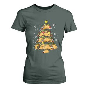 Taco Christmas Tree T Shirt For Women Mexican Food Tacos Lover Xmas in Mexico TS02 Dark Forest Green Print Your Wear