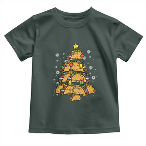 Taco Christmas Tree Toddler T Shirt Mexican Food Tacos Lover Xmas in Mexico TS02 Dark Forest Green Print Your Wear