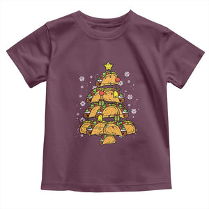 Taco Christmas Tree Toddler T Shirt Mexican Food Tacos Lover Xmas in Mexico TS02 Maroon Print Your Wear