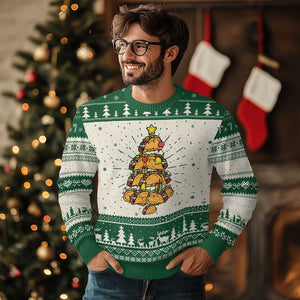 Taco Xmas Tree Ugly Christmas Sweater Mexican Food Tacos Lover Xmas in Mexico TS02 Green Print Your Wear