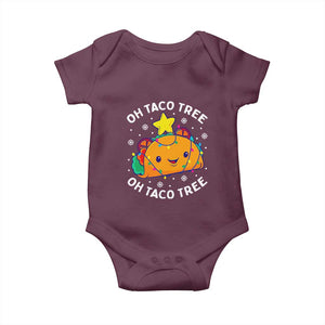 Taco Christmas Tree Baby Onesie Oh Taco Tree Cute Xmas Mexican Food Lover TS02 Maroon Print Your Wear