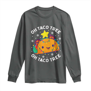 Taco Christmas Tree Long Sleeve Shirt Oh Taco Tree Cute Xmas Mexican Food Lover TS02 Dark Heather Print Your Wear