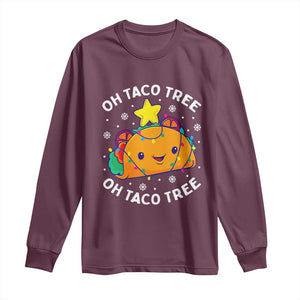 Taco Christmas Tree Long Sleeve Shirt Oh Taco Tree Cute Xmas Mexican Food Lover TS02 Maroon Print Your Wear