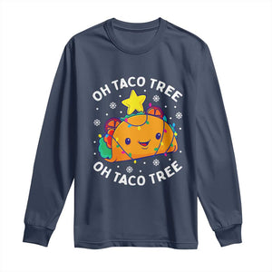 Taco Christmas Tree Long Sleeve Shirt Oh Taco Tree Cute Xmas Mexican Food Lover TS02 Navy Print Your Wear