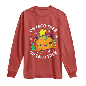 Taco Christmas Tree Long Sleeve Shirt Oh Taco Tree Cute Xmas Mexican Food Lover TS02 Red Print Your Wear