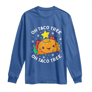 Taco Christmas Tree Long Sleeve Shirt Oh Taco Tree Cute Xmas Mexican Food Lover TS02 Royal Blue Print Your Wear