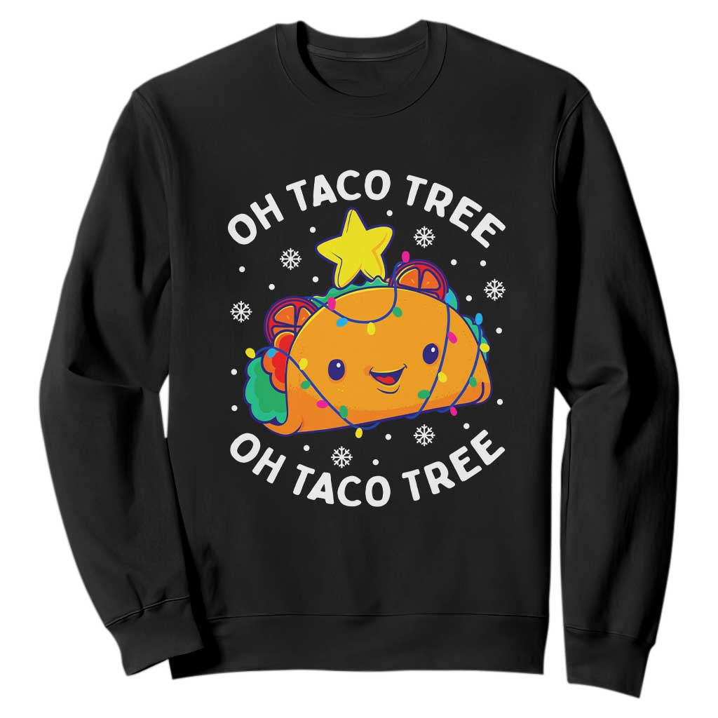 Taco Christmas Tree Sweatshirt Oh Taco Tree Cute Xmas Mexican Food Lover TS02 Black Print Your Wear