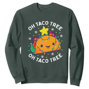 Taco Christmas Tree Sweatshirt Oh Taco Tree Cute Xmas Mexican Food Lover TS02 Dark Forest Green Print Your Wear