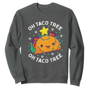 Taco Christmas Tree Sweatshirt Oh Taco Tree Cute Xmas Mexican Food Lover TS02 Dark Heather Print Your Wear