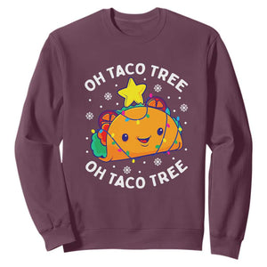 Taco Christmas Tree Sweatshirt Oh Taco Tree Cute Xmas Mexican Food Lover TS02 Maroon Print Your Wear