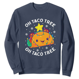 Taco Christmas Tree Sweatshirt Oh Taco Tree Cute Xmas Mexican Food Lover TS02 Navy Print Your Wear