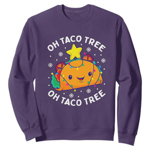 Taco Christmas Tree Sweatshirt Oh Taco Tree Cute Xmas Mexican Food Lover TS02 Purple Print Your Wear