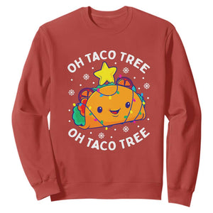 Taco Christmas Tree Sweatshirt Oh Taco Tree Cute Xmas Mexican Food Lover TS02 Red Print Your Wear