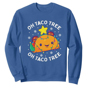 Taco Christmas Tree Sweatshirt Oh Taco Tree Cute Xmas Mexican Food Lover TS02 Royal Blue Print Your Wear