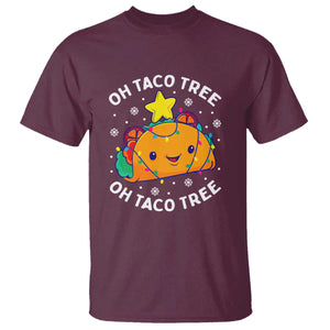 Taco Christmas Tree T Shirt Oh Taco Tree Cute Xmas Mexican Food Lover TS02 Maroon Print Your Wear