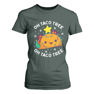 Taco Christmas Tree T Shirt For Women Oh Taco Tree Cute Xmas Mexican Food Lover TS02 Dark Forest Green Print Your Wear