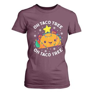 Taco Christmas Tree T Shirt For Women Oh Taco Tree Cute Xmas Mexican Food Lover TS02 Maroon Print Your Wear