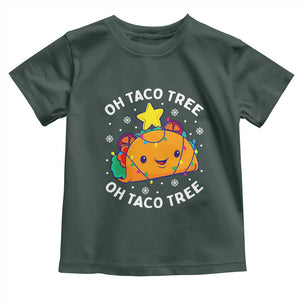 Taco Christmas Tree Toddler T Shirt Oh Taco Tree Cute Xmas Mexican Food Lover TS02 Dark Forest Green Print Your Wear