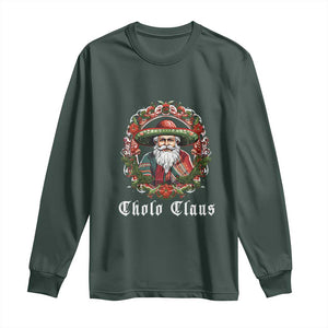 Mexican Christmas Cholo Claus Santa Long Sleeve Shirt Funny Xmas in Mexico Latin America TS02 Dark Forest Green Print Your Wear