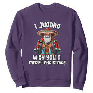 Mexican Santa Christmas Sweatshirt I Juanna Wish You A Merry Christmas Feliz Navidad Choco Claus TS02 Purple Print Your Wear