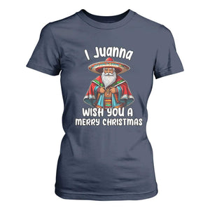 Mexican Santa Christmas T Shirt For Women I Juanna Wish You A Merry Christmas Feliz Navidad Choco Claus TS02 Navy Print Your Wear