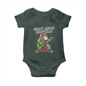 Heavy Metal Santa Baby Onesie Playing Guitar Christmas Rock Music Lover TS02 Dark Forest Green Print Your Wear