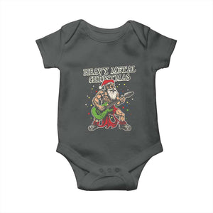 Heavy Metal Santa Baby Onesie Playing Guitar Christmas Rock Music Lover TS02 Dark Heather Print Your Wear