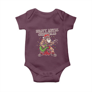 Heavy Metal Santa Baby Onesie Playing Guitar Christmas Rock Music Lover TS02 Maroon Print Your Wear