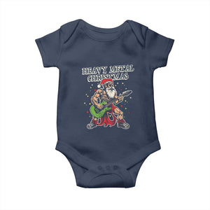 Heavy Metal Santa Baby Onesie Playing Guitar Christmas Rock Music Lover TS02 Navy Print Your Wear