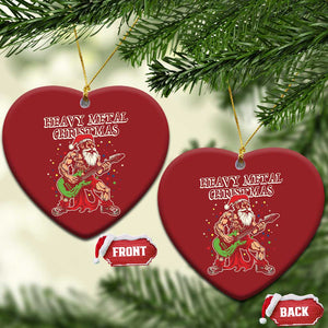 Heavy Metal Santa Christmas Ornament Playing Guitar Christmas Rock Music Lover TS02 Heart Red Print Your Wear