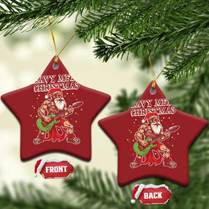 Heavy Metal Santa Christmas Ornament Playing Guitar Christmas Rock Music Lover TS02 Star Red Print Your Wear