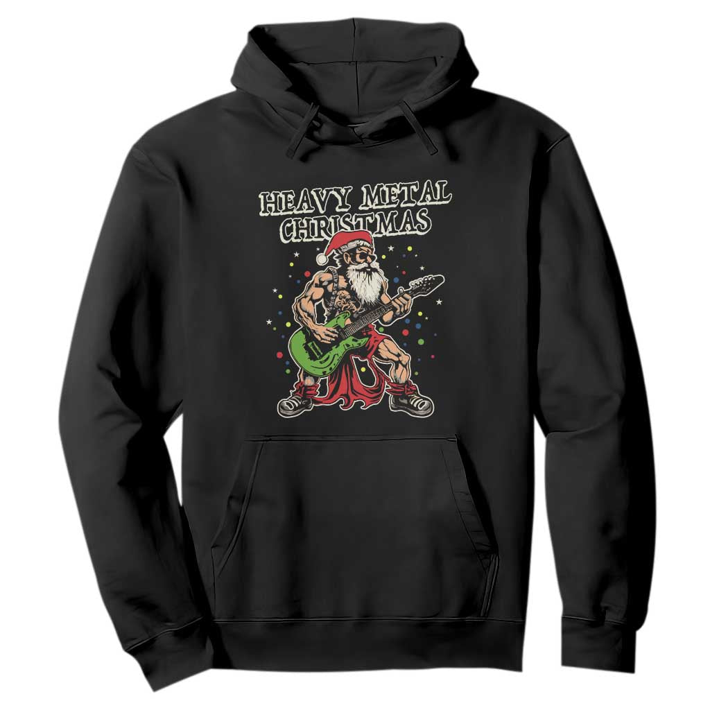 Heavy Metal Santa Hoodie Playing Guitar Christmas Rock Music Lover TS02 Black Print Your Wear